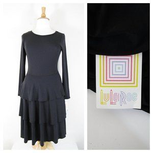 Lularoe Solid Black Tiered Layered A Line Georgia Dress XL